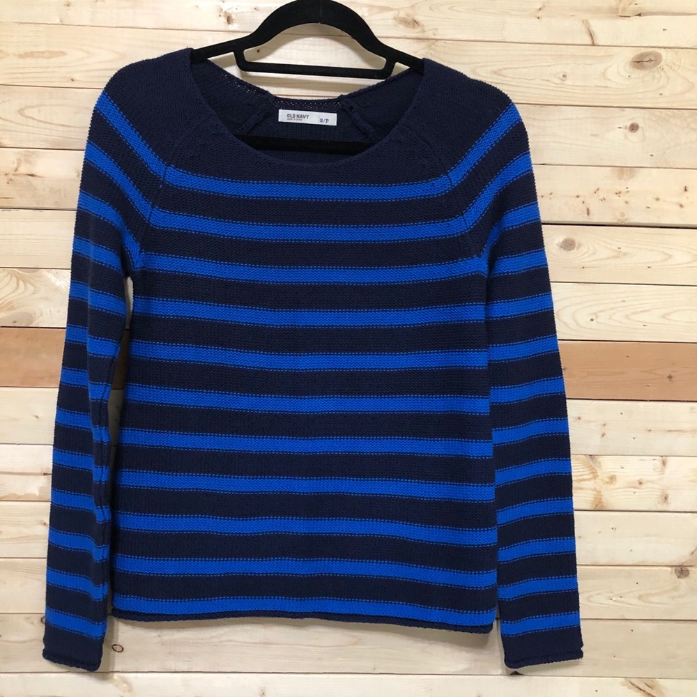 Old Navy Women’s Blue Striped Cotton Blend Knit sweater top Junior size S